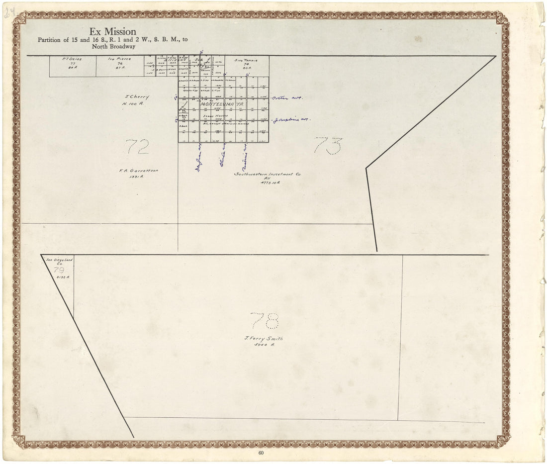 Ex Mission from Plat Book of San Diego County, California 1912 by Relic Map Company