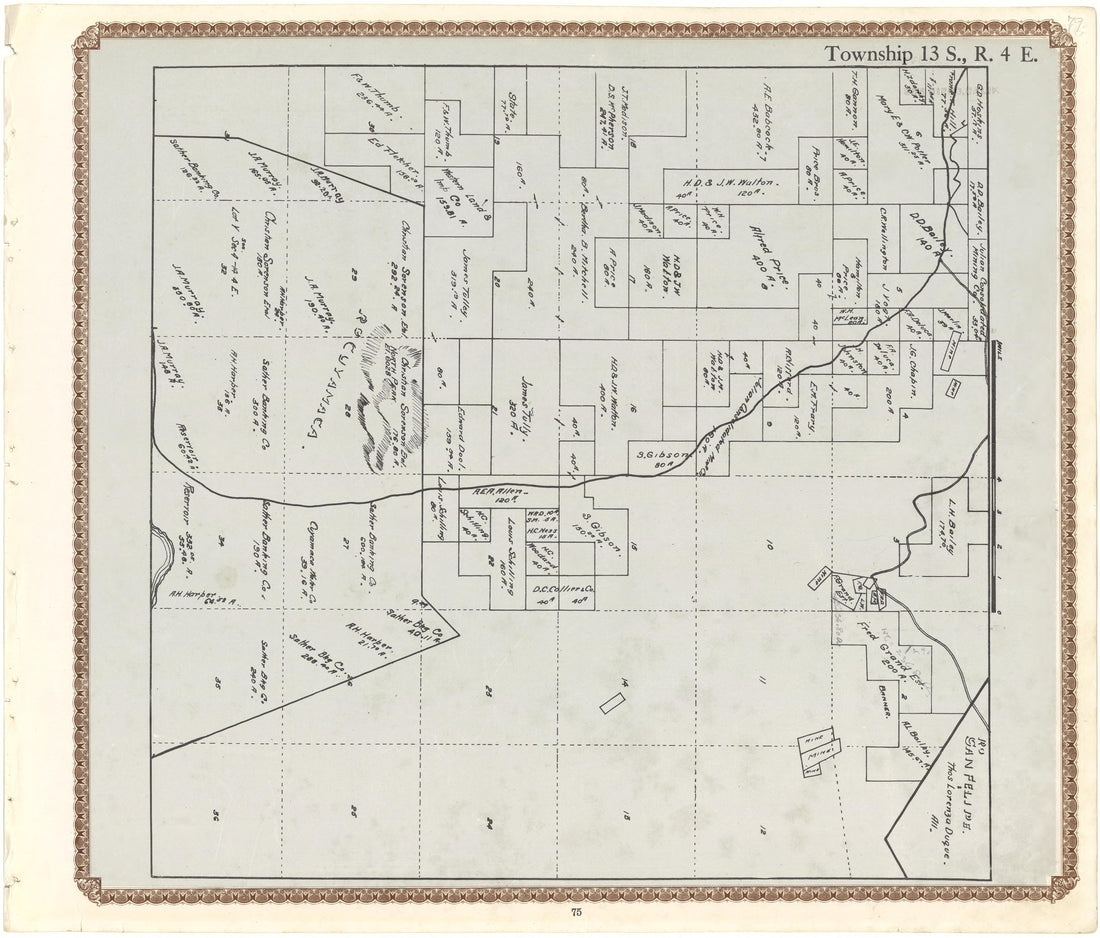Township 13 S., R. 4 E. from Plat Book of San Diego County, California 1912 by Relic Map Company