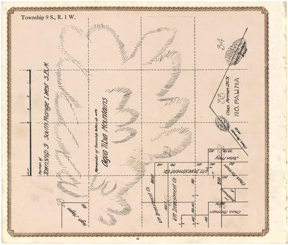 Township 9 S., R. 1 W from Plat Book of San Diego County, California 1912 by Relic Map Company