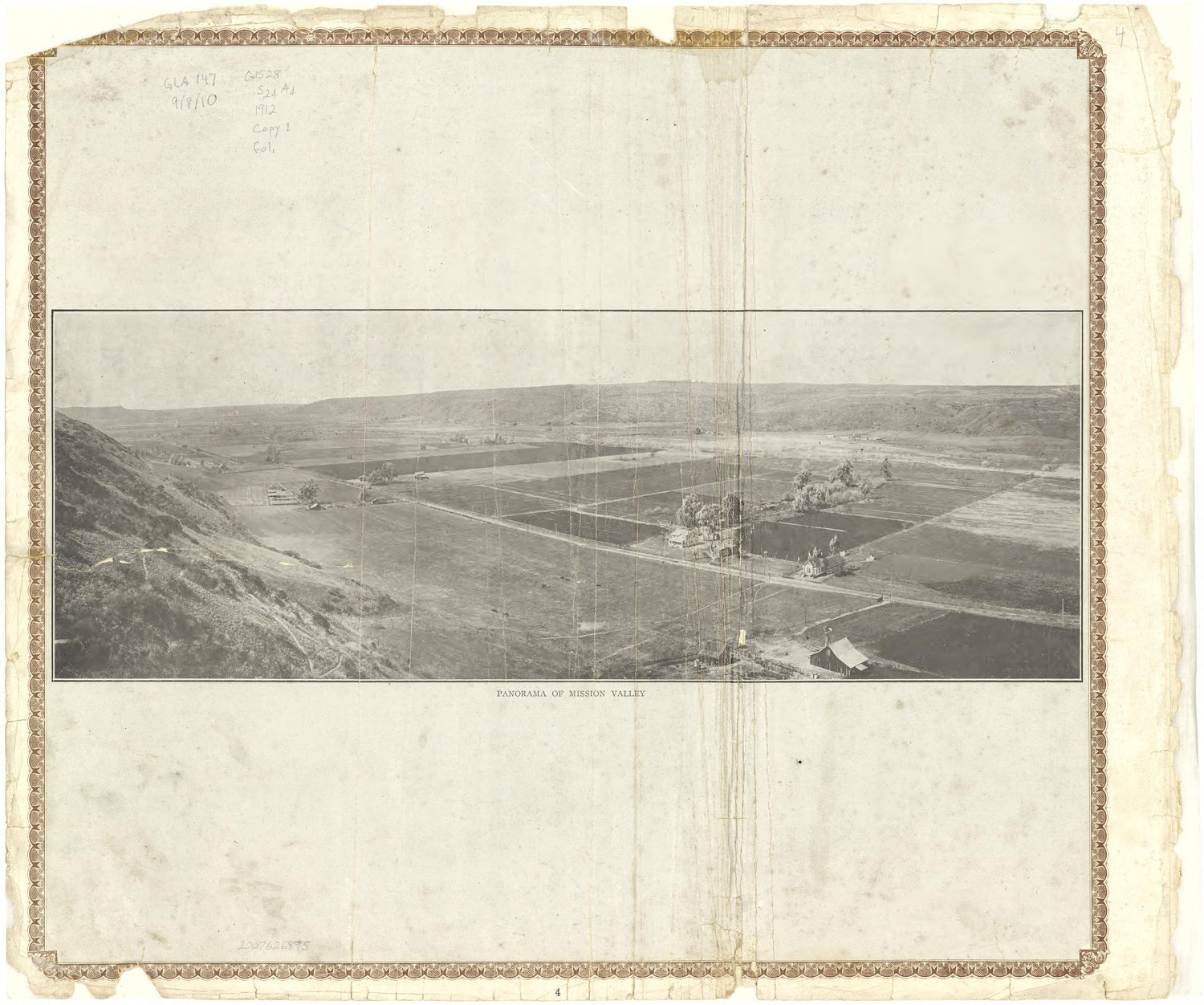 Panorama of Mission Valley from Plat Book of San Diego County, California 1912 by Relic Map Company