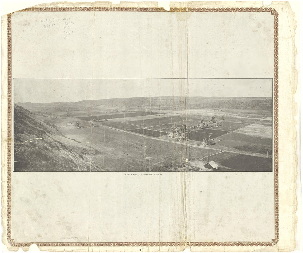 Panorama of Mission Valley from Plat Book of San Diego County, California 1912 by Relic Map Company
