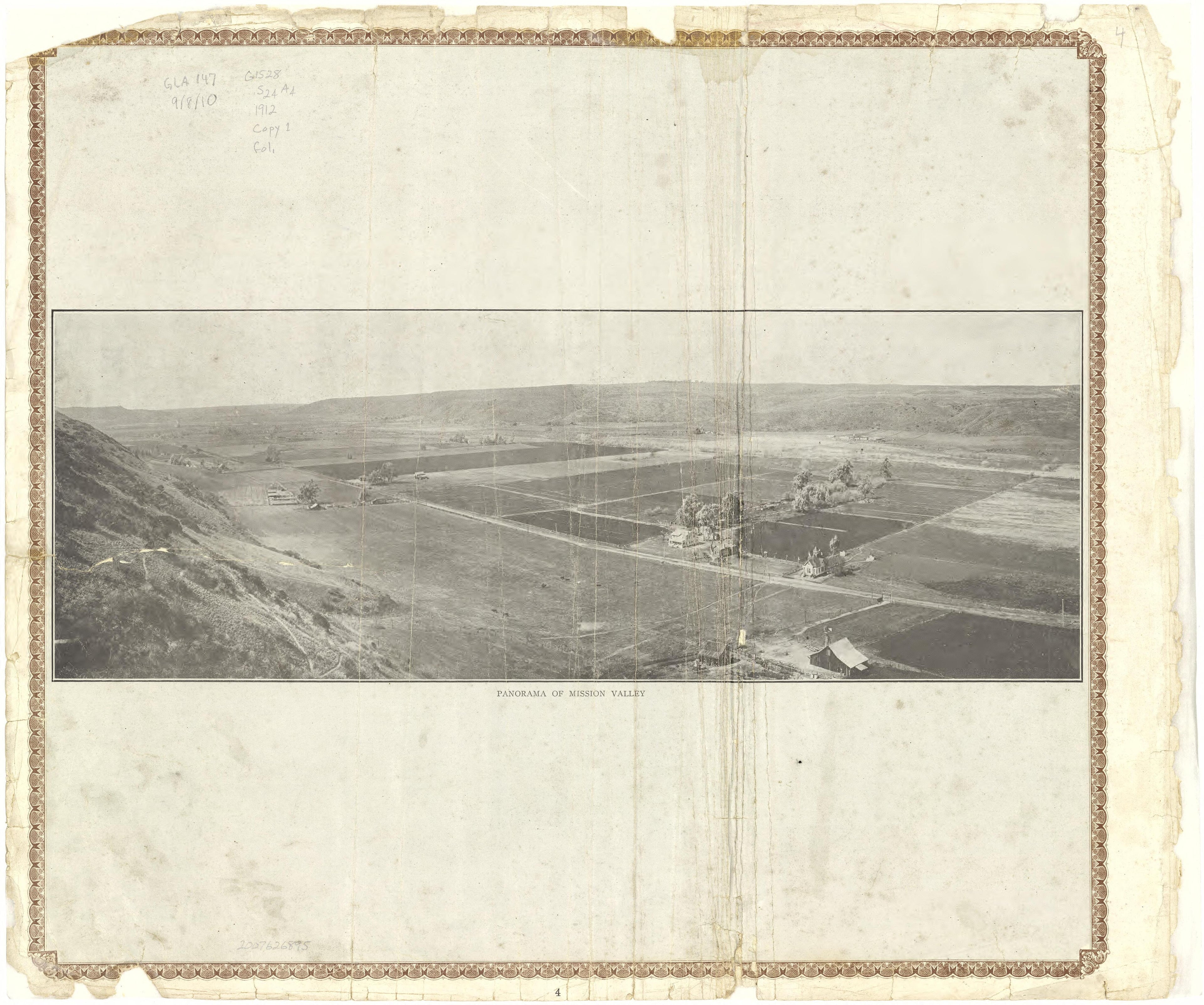 Panorama of Mission Valley from Plat Book of San Diego County, California 1912 by Relic Map Company