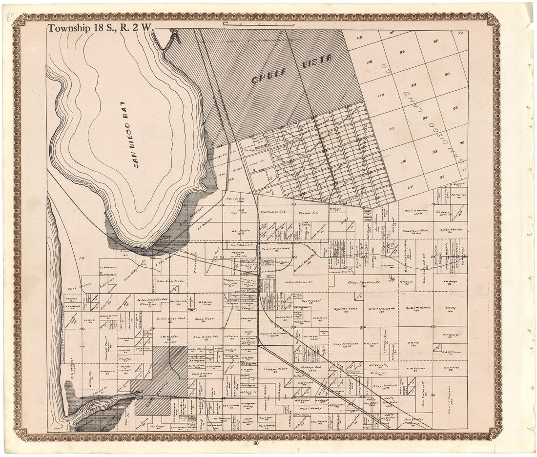 Township 18 S., R. 2 W. from Plat Book of San Diego County, California 1912 by Relic Map Company
