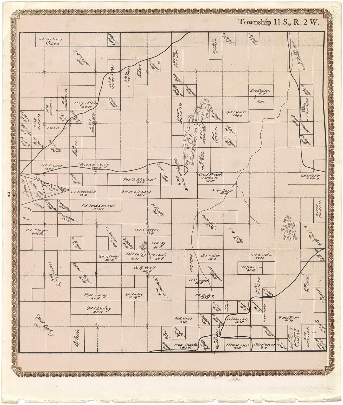Township 11 S., R. 2 W from Plat Book of San Diego County, California 1912 by Relic Map Company