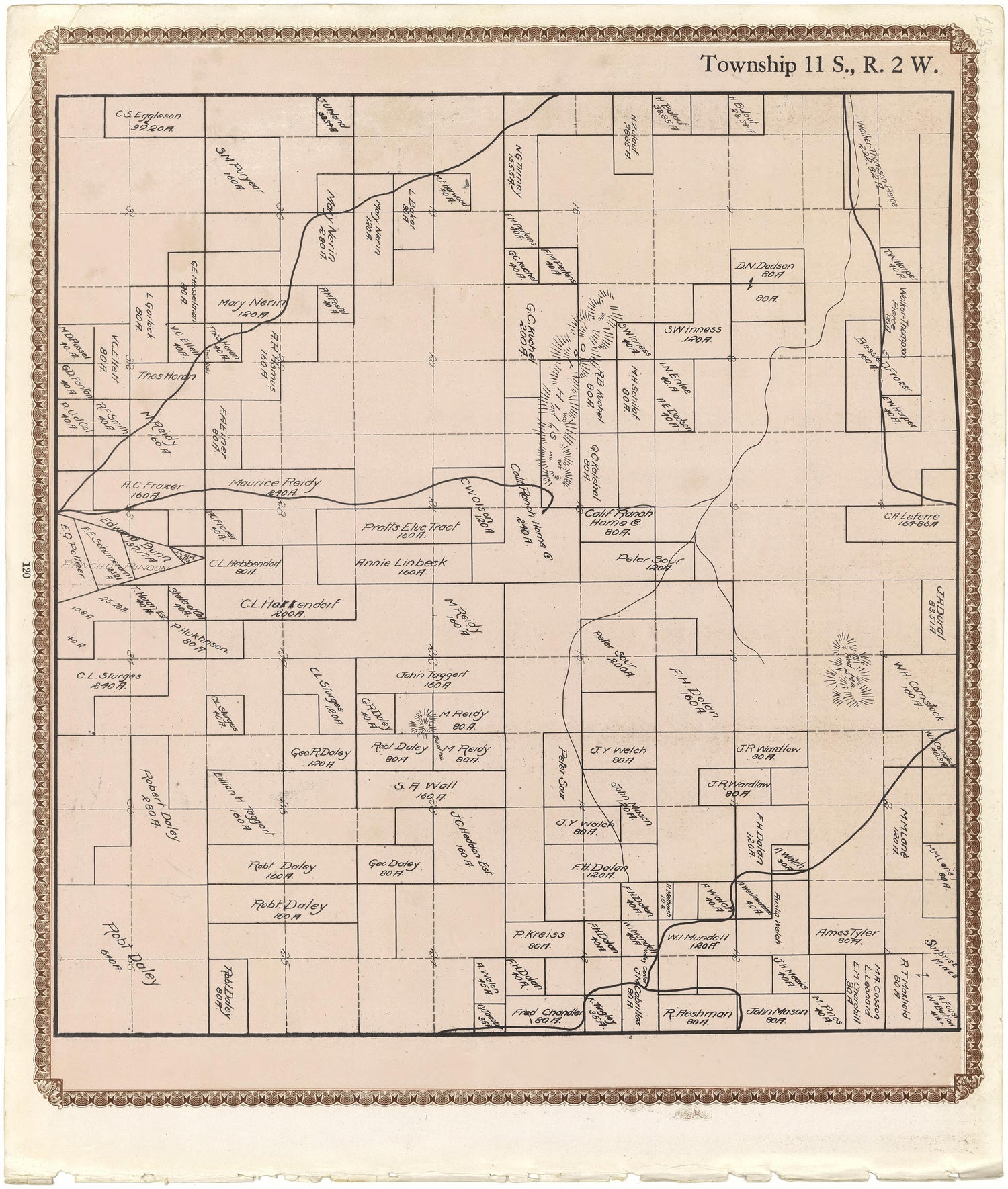 Township 11 S., R. 2 W from Plat Book of San Diego County, California 1912 by Relic Map Company