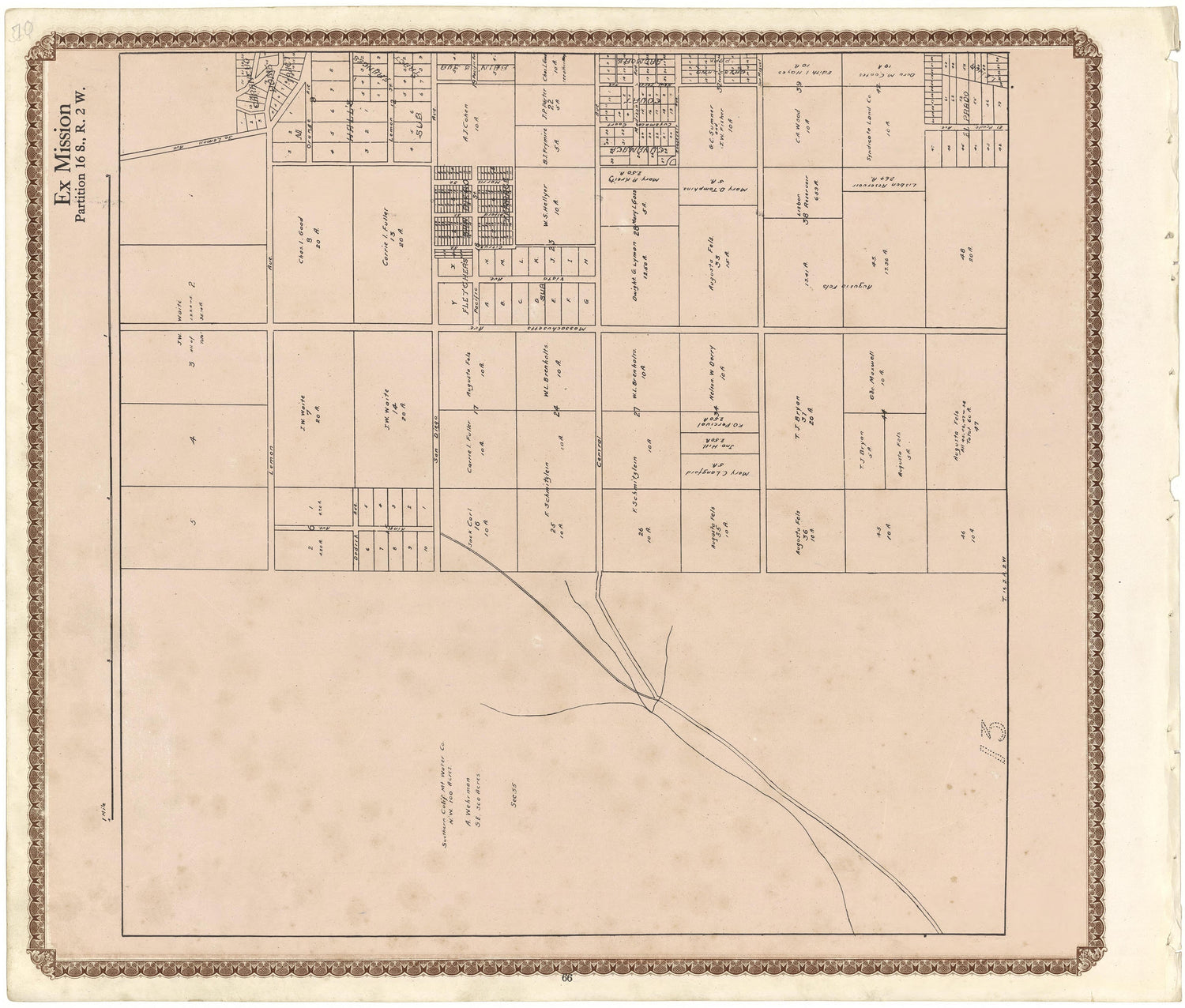 Ex Mission from Plat Book of San Diego County, California 1912 by Relic Map Company