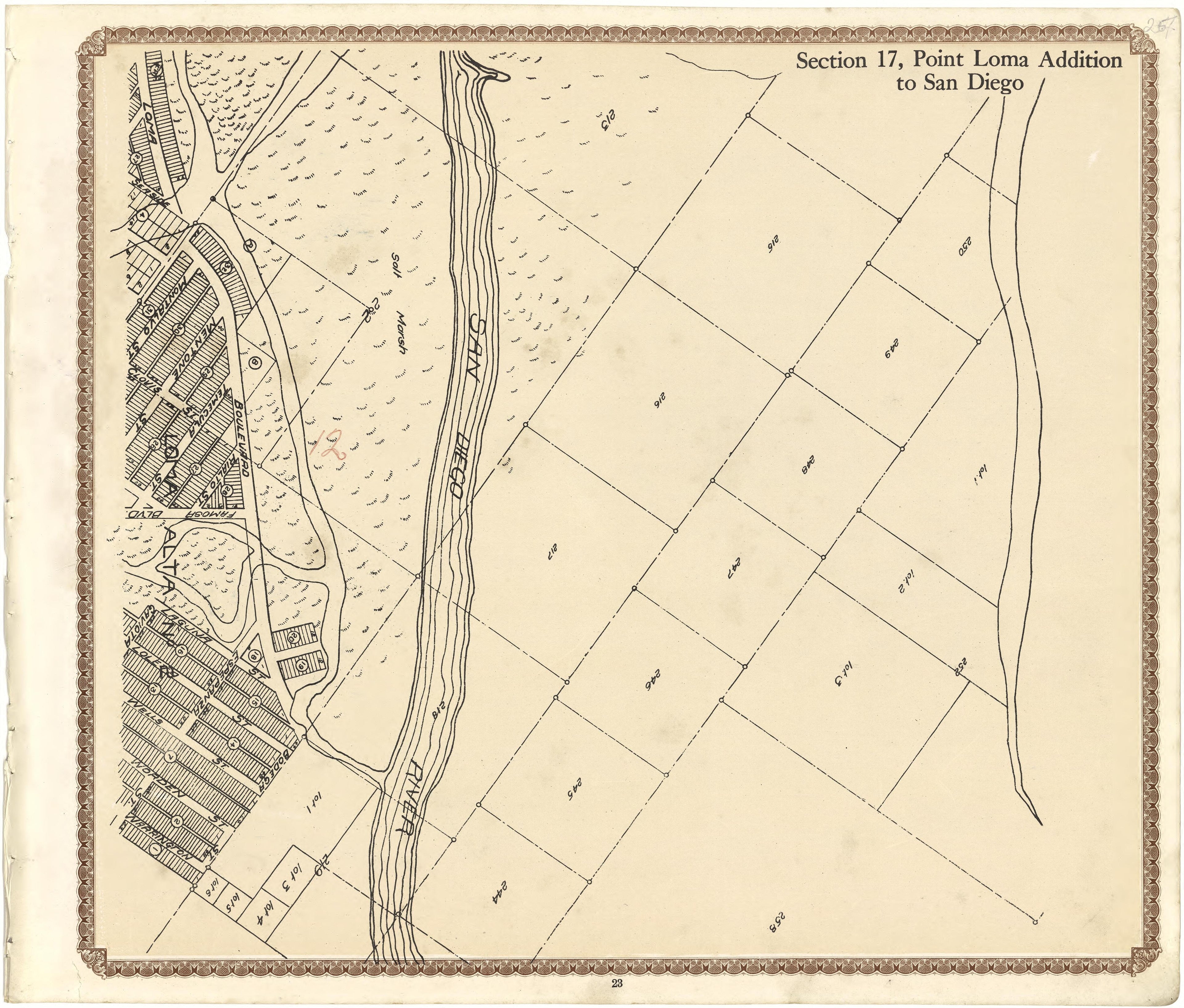 Section 17, Point Loma Addition to San Diego from Plat Book of San Diego County, California 1912 by Relic Map Company
