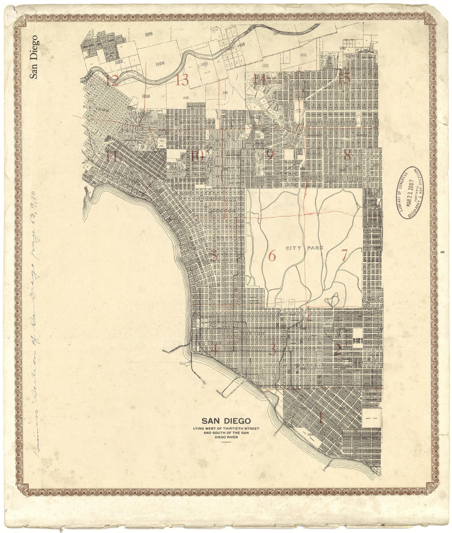 San Diego from Plat Book of San Diego County, California 1912 by Relic Map Company