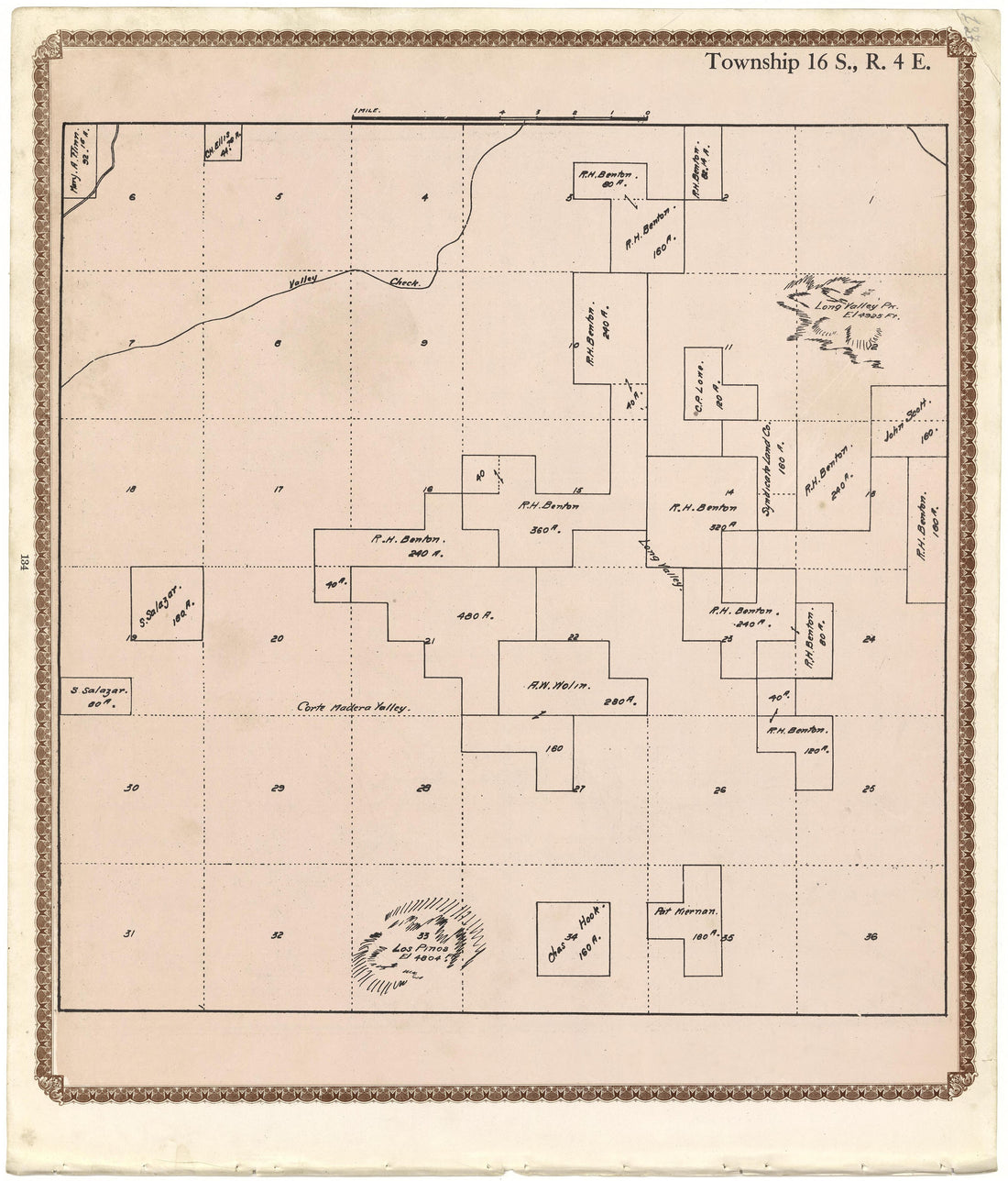 Township 16 S., R. 4 E from Plat Book of San Diego County, California 1912 by Relic Map Company