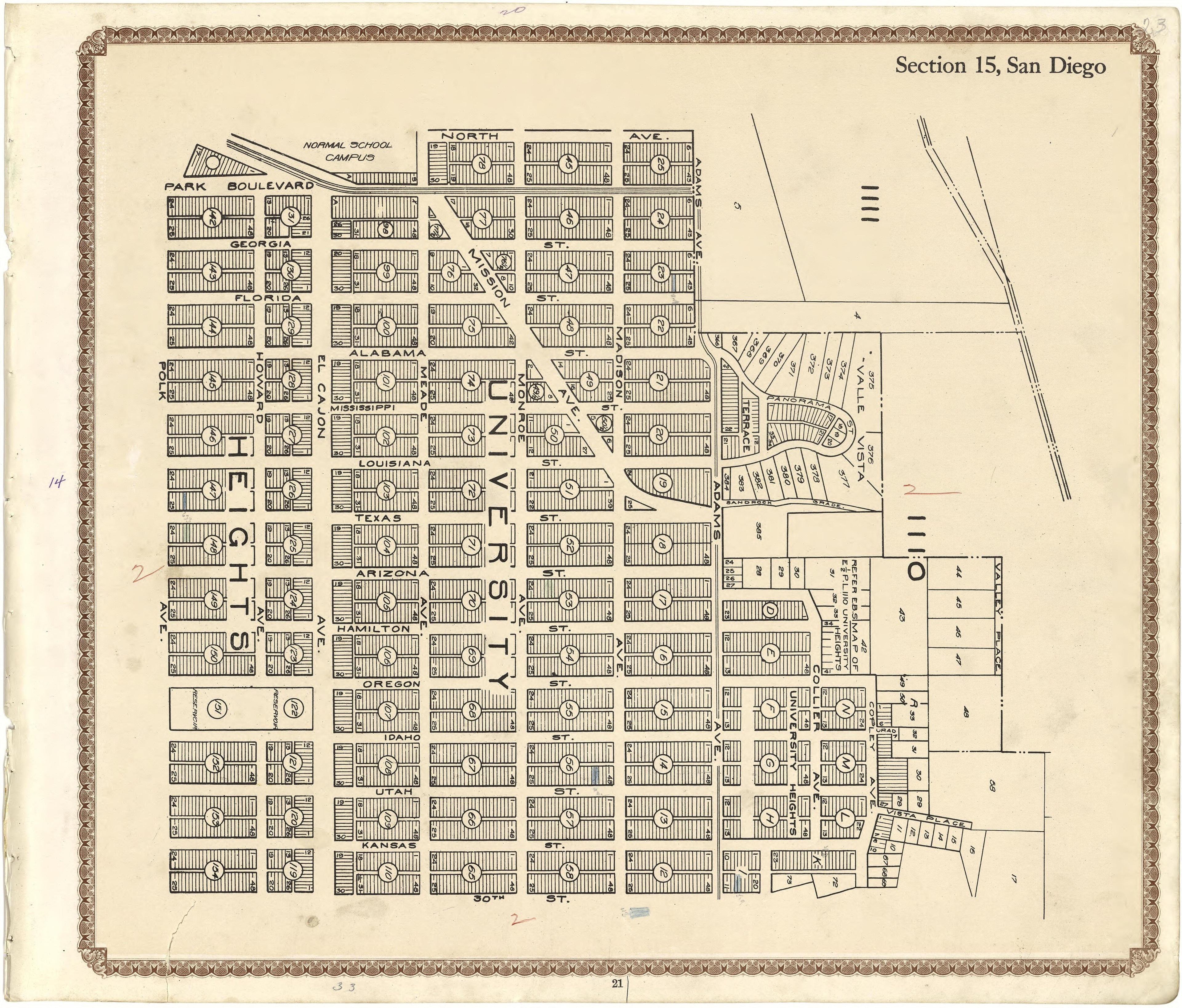 Section 15, San Diego from Plat Book of San Diego County, California 1912 by Relic Map Company
