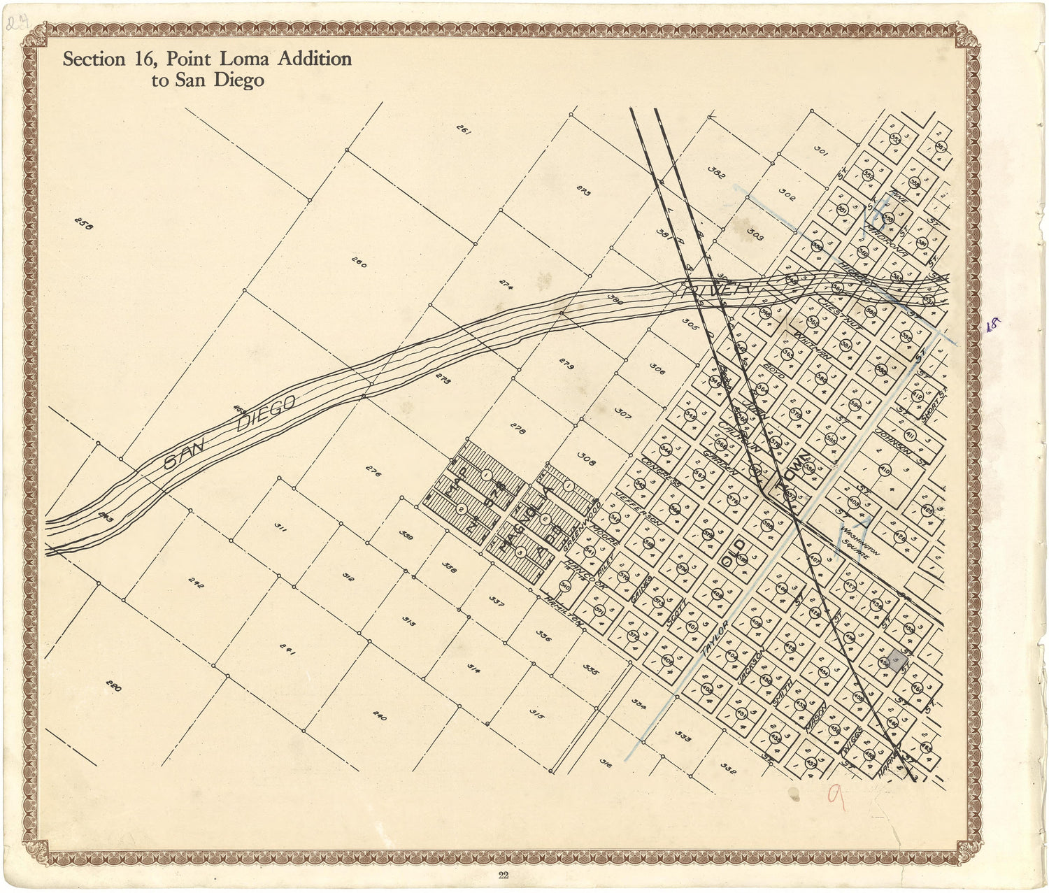 Section 16, Point Loma Addition to San Diego from Plat Book of San Diego County, California 1912 by Relic Map Company