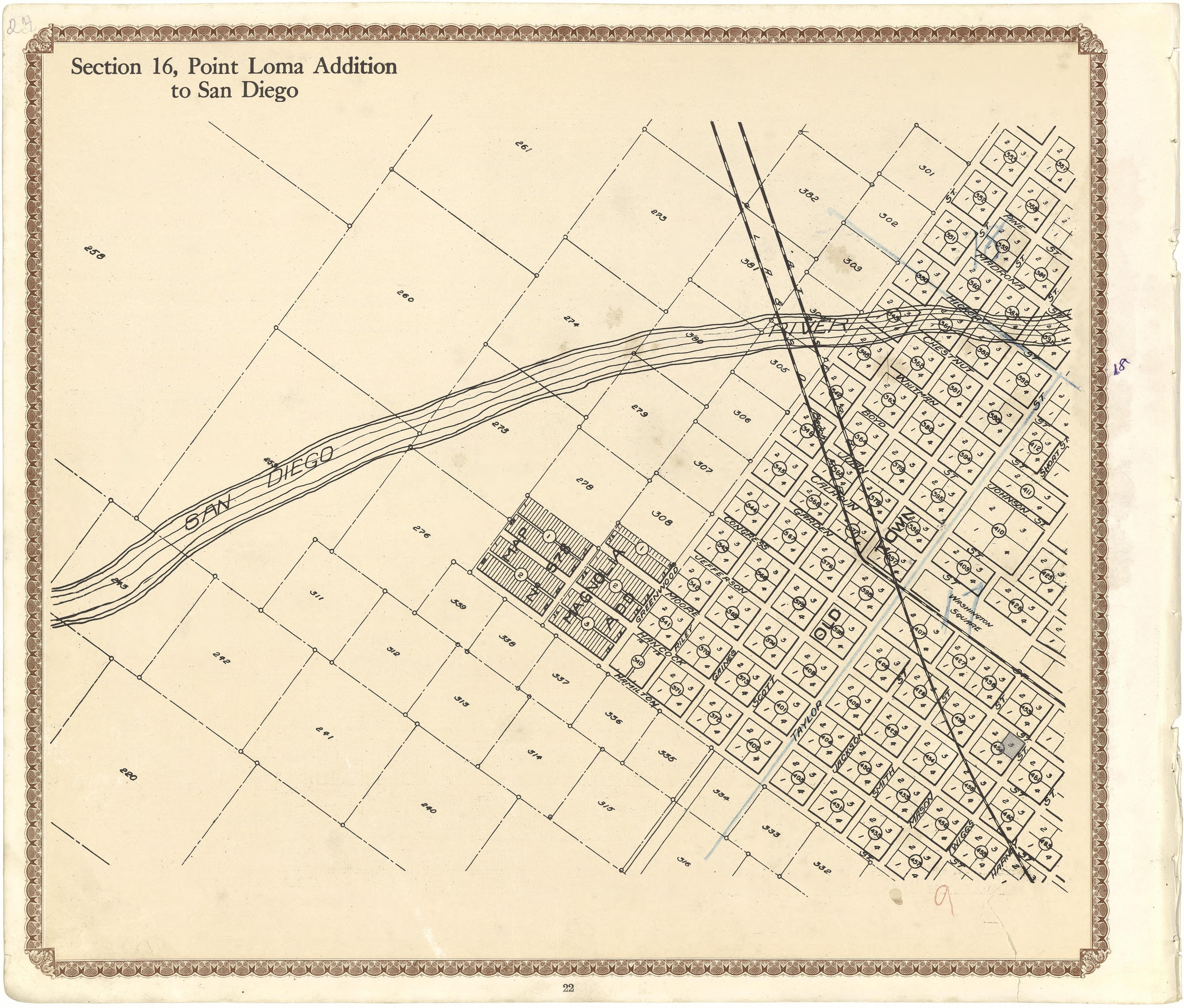 Section 16, Point Loma Addition to San Diego from Plat Book of San Diego County, California 1912 by Relic Map Company