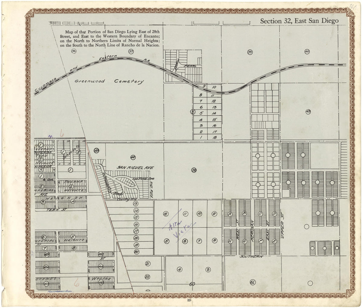 Section 32, East San Diego from Plat Book of San Diego County, California 1912 by Relic Map Company
