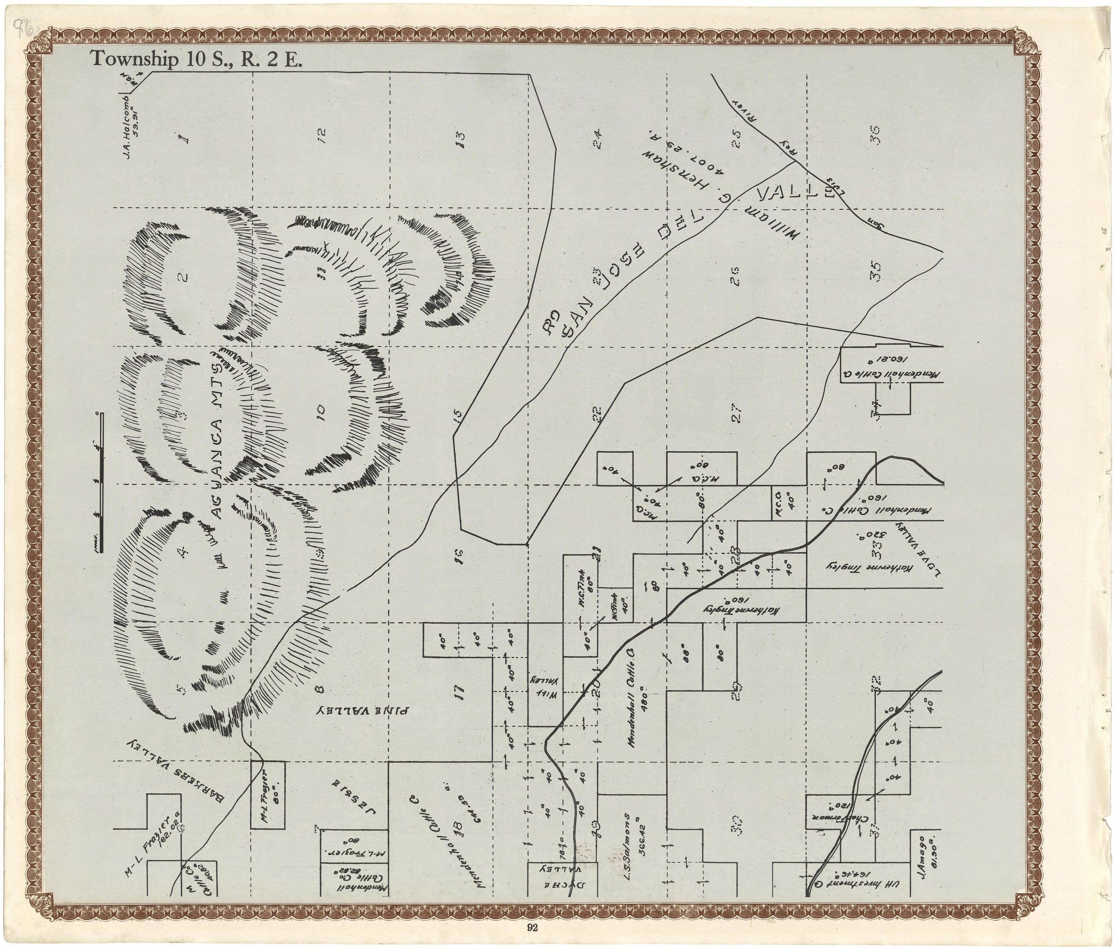 Township 10 S., R. 2 E from Plat Book of San Diego County, California 1912 by Relic Map Company