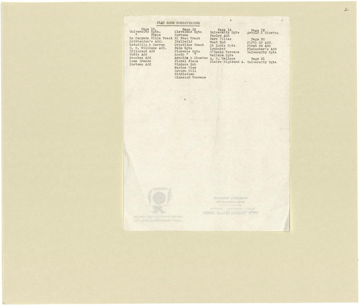 Plat Book Subdivisions from Plat Book of San Diego County, California 1912 by Relic Map Company