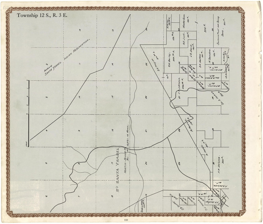 Township 12 S., R. 3 E from Plat Book of San Diego County, California 1912 by Relic Map Company