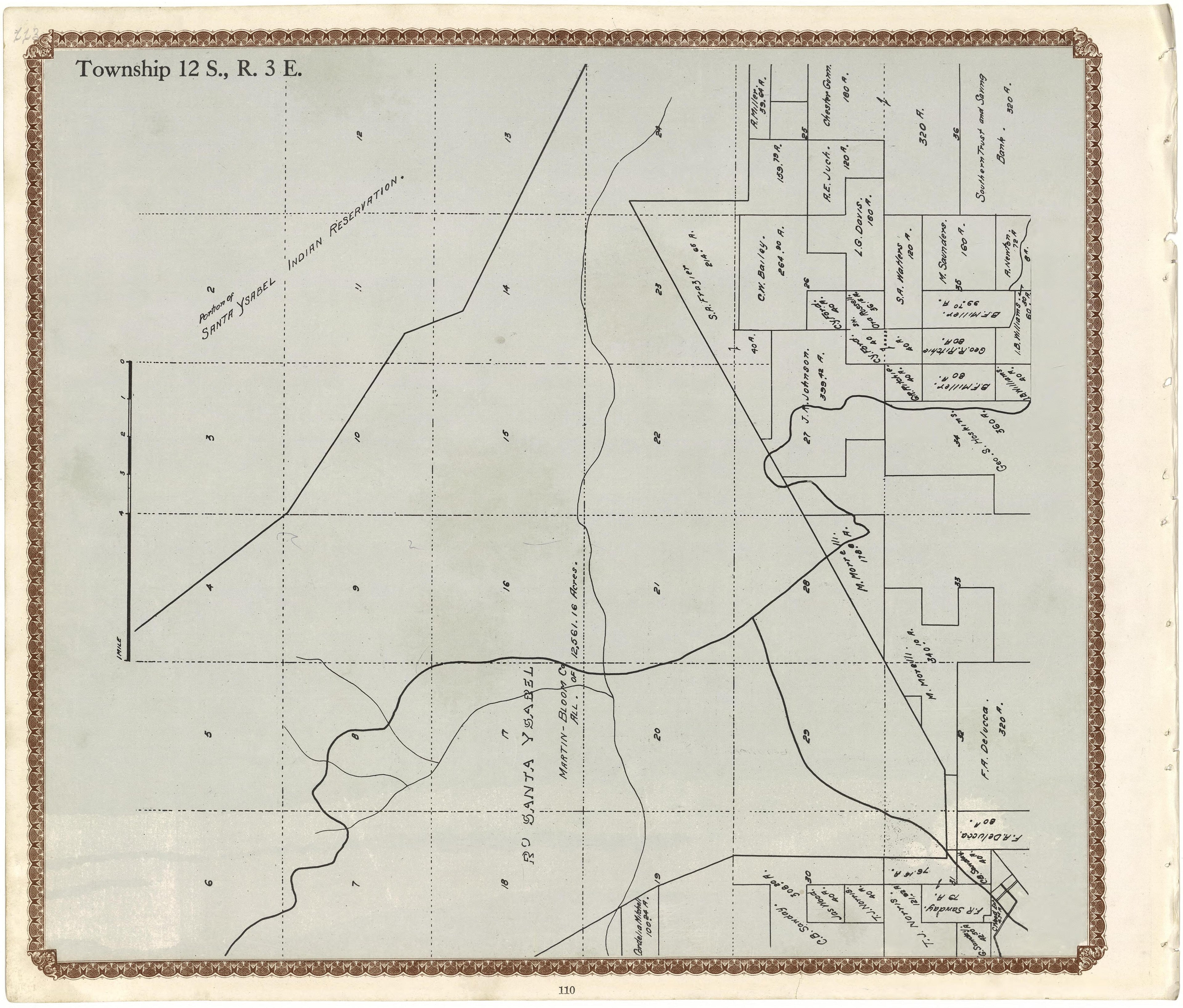 Township 12 S., R. 3 E from Plat Book of San Diego County, California 1912 by Relic Map Company