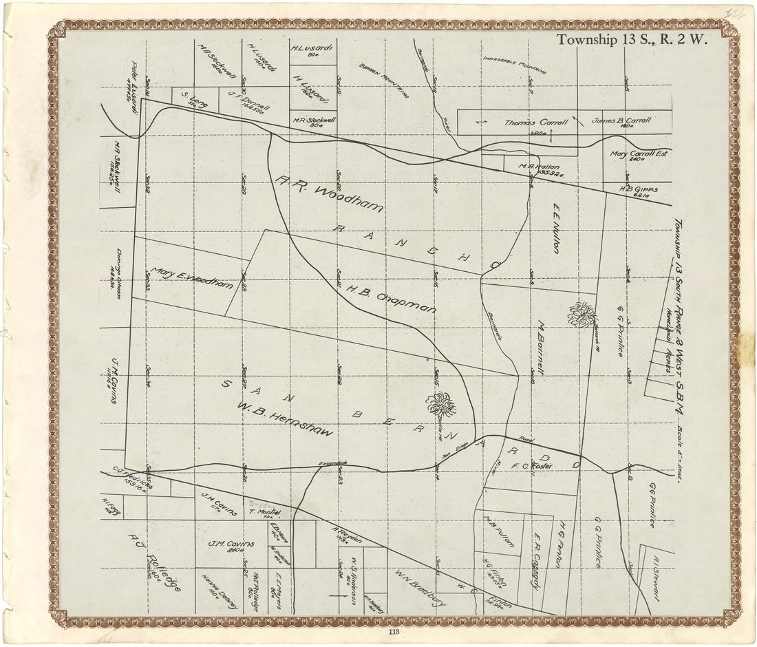 Township 13 S., R. 2 W from Plat Book of San Diego County, California 1912 by Relic Map Company