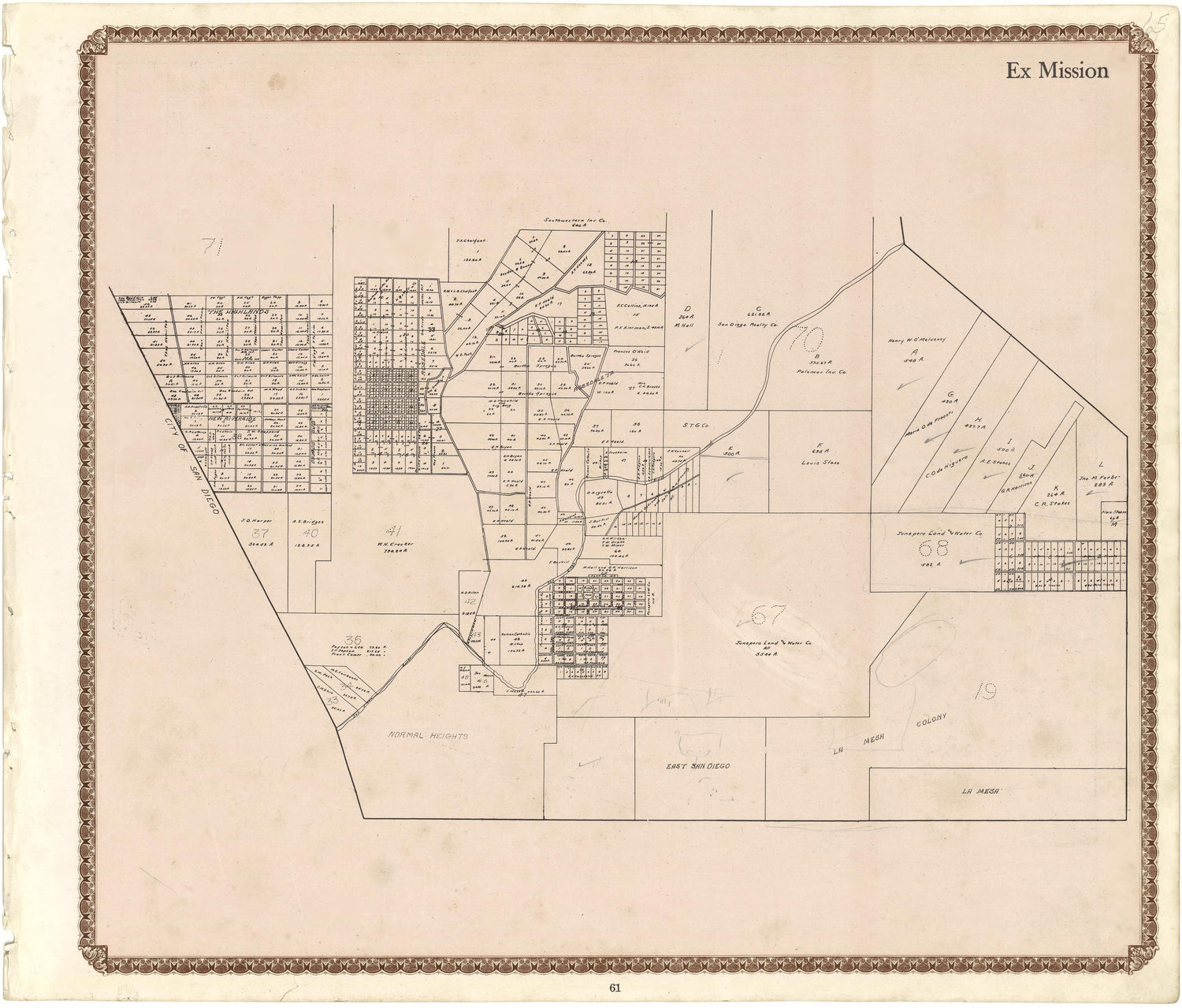 Ex Mission from Plat Book of San Diego County, California 1912 by Relic Map Company