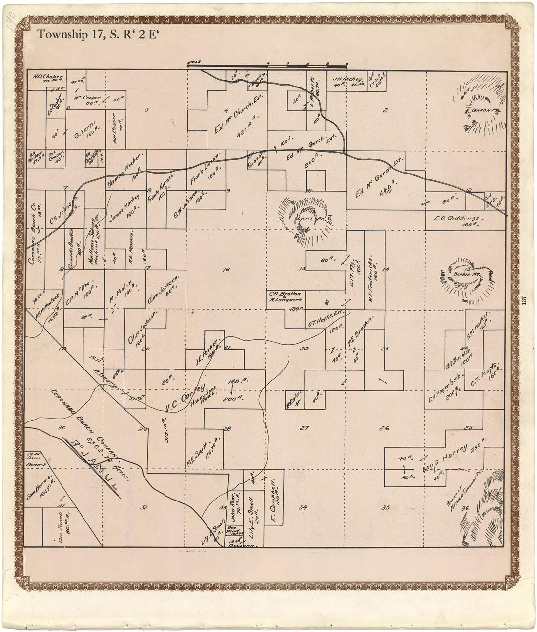 Township 17 S., R. 2 E from Plat Book of San Diego County, California 1912 by Relic Map Company