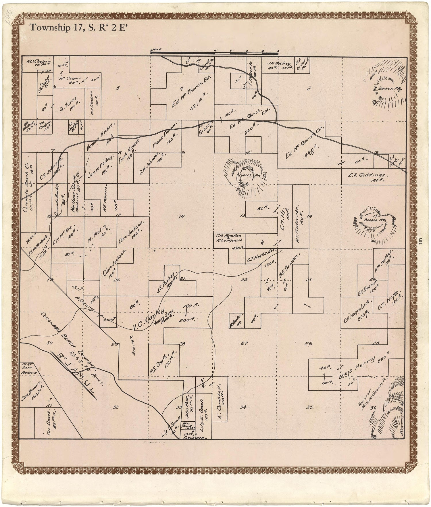 Township 17 S., R. 2 E from Plat Book of San Diego County, California 1912 by Relic Map Company