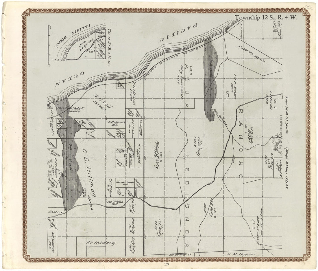 Township 12 S., R. 4 W from Plat Book of San Diego County, California 1912 by Relic Map Company