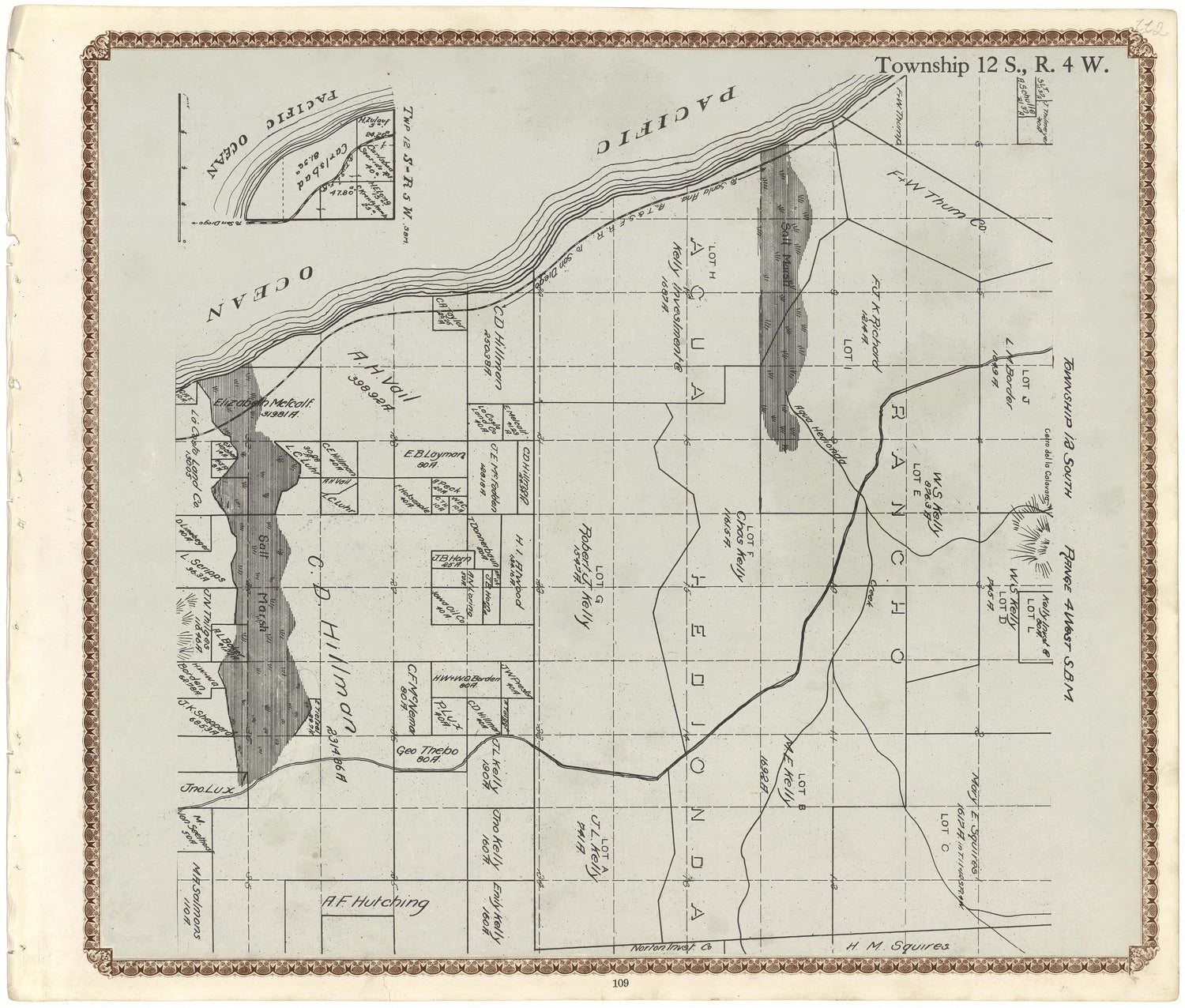 Township 12 S., R. 4 W from Plat Book of San Diego County, California 1912 by Relic Map Company