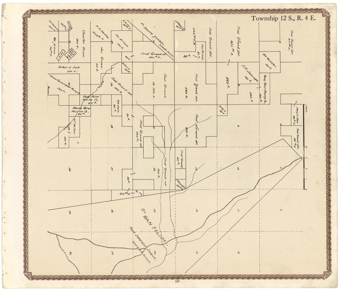 Township 12 S., R. 4 E from Plat Book of San Diego County, California 1912 by Relic Map Company