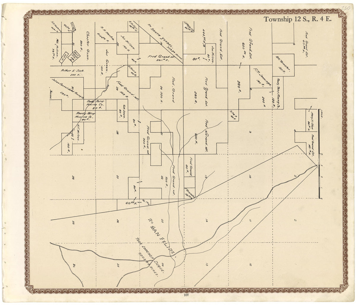Township 12 S., R. 4 E from Plat Book of San Diego County, California 1912 by Relic Map Company