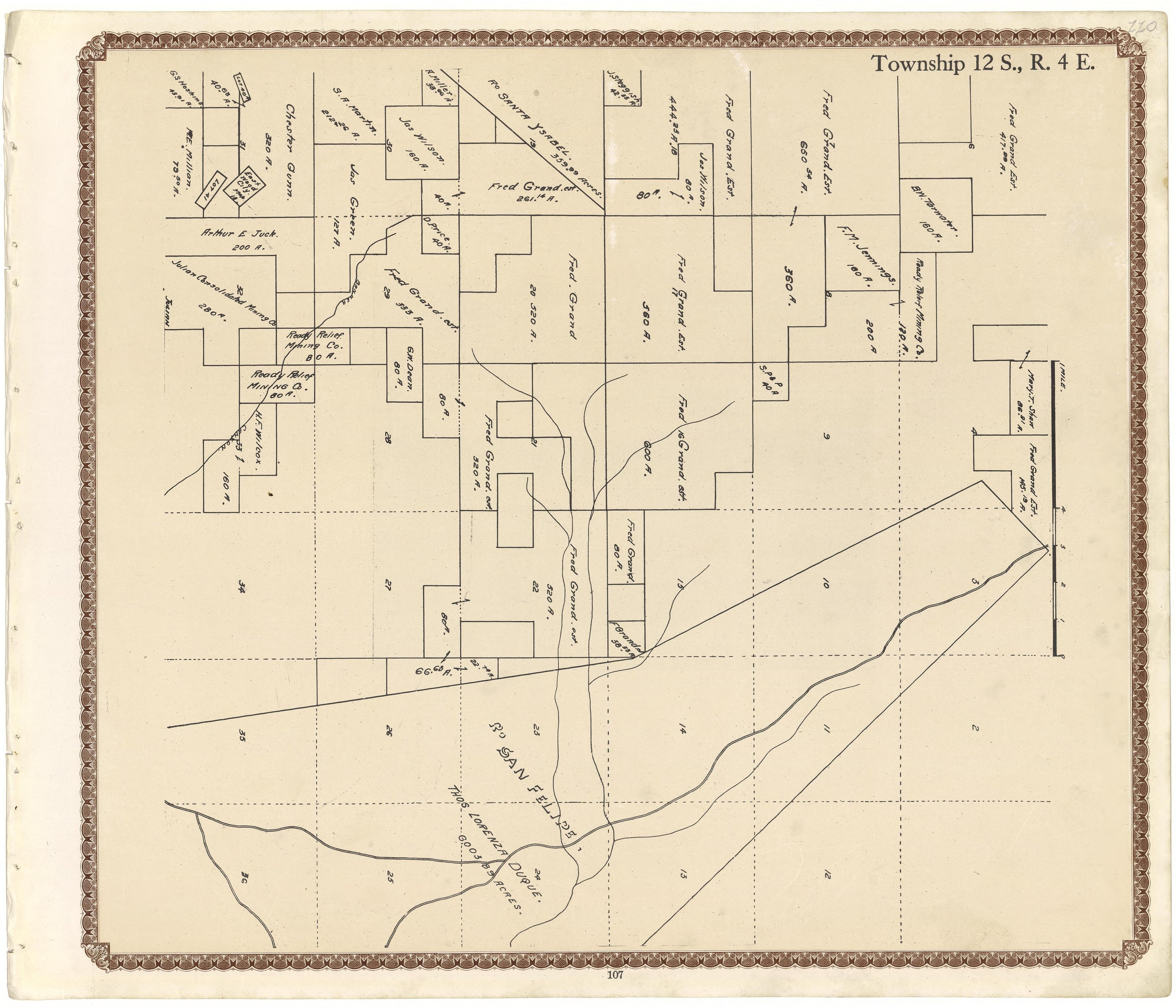 Township 12 S., R. 4 E from Plat Book of San Diego County, California 1912 by Relic Map Company