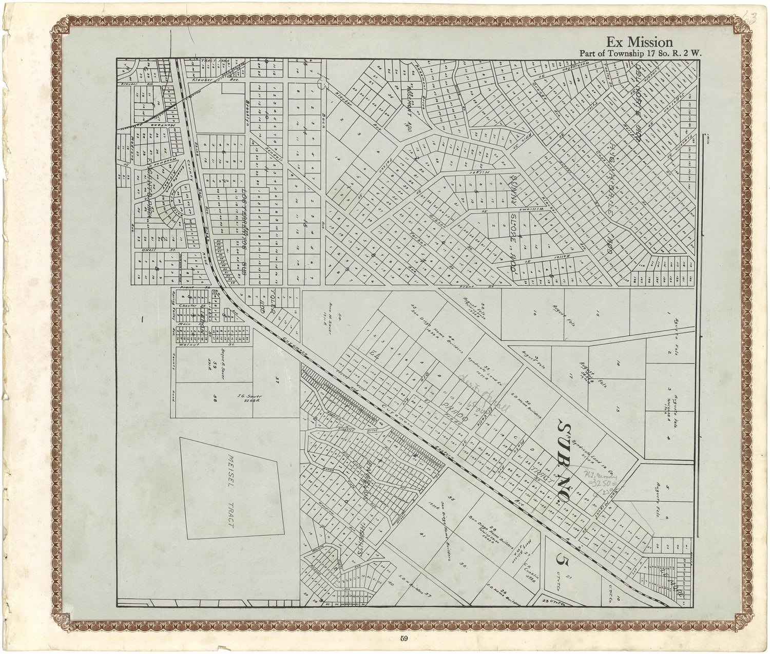 Ex Mission from Plat Book of San Diego County, California 1912 by Relic Map Company