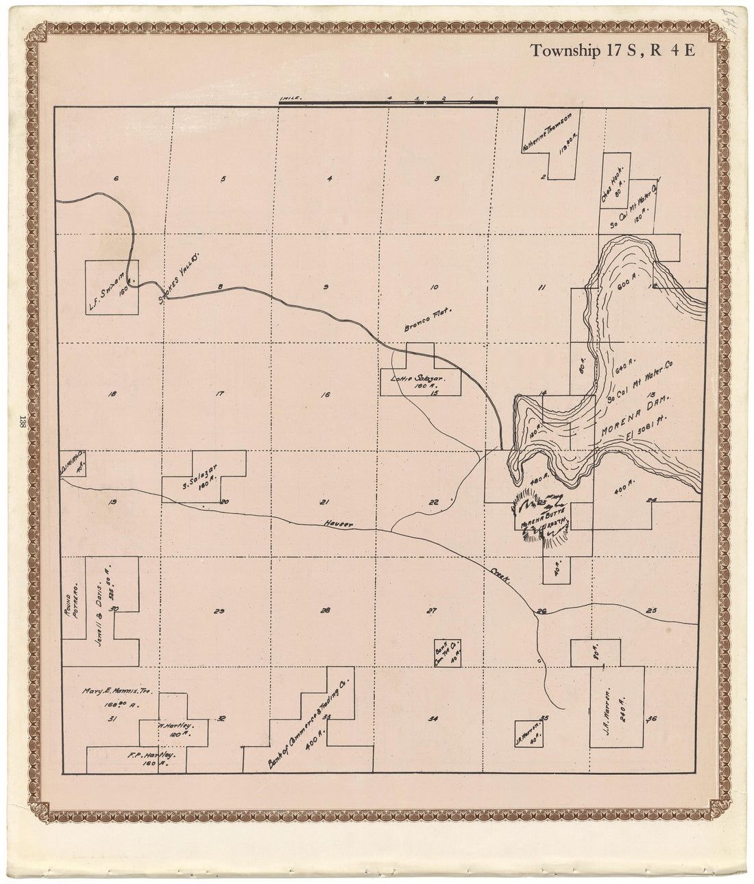 Township 17 S., R. 4 E from Plat Book of San Diego County, California 1912 by Relic Map Company