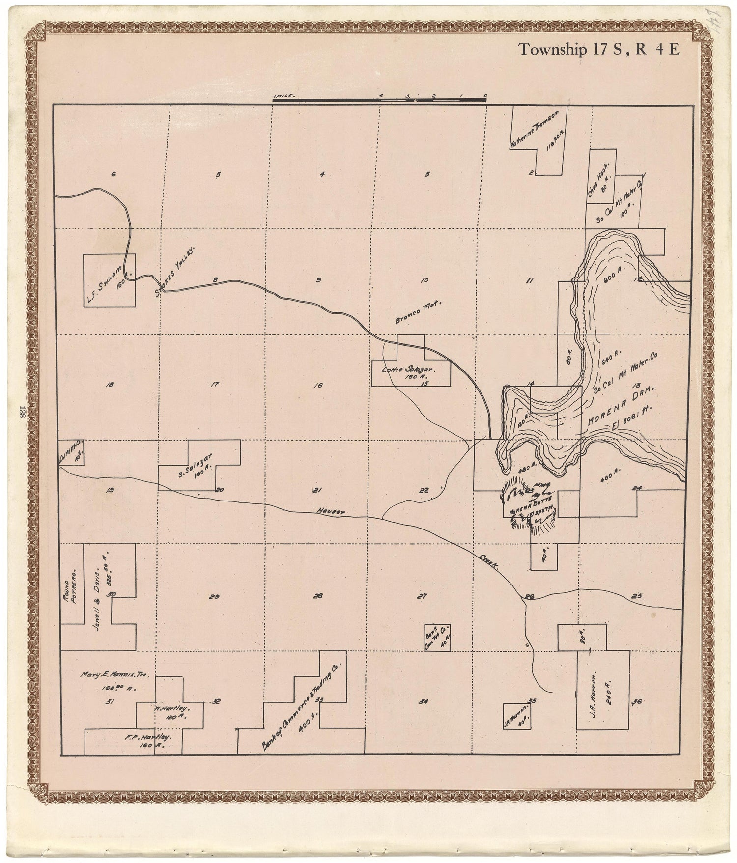 Township 17 S., R. 4 E from Plat Book of San Diego County, California 1912 by Relic Map Company