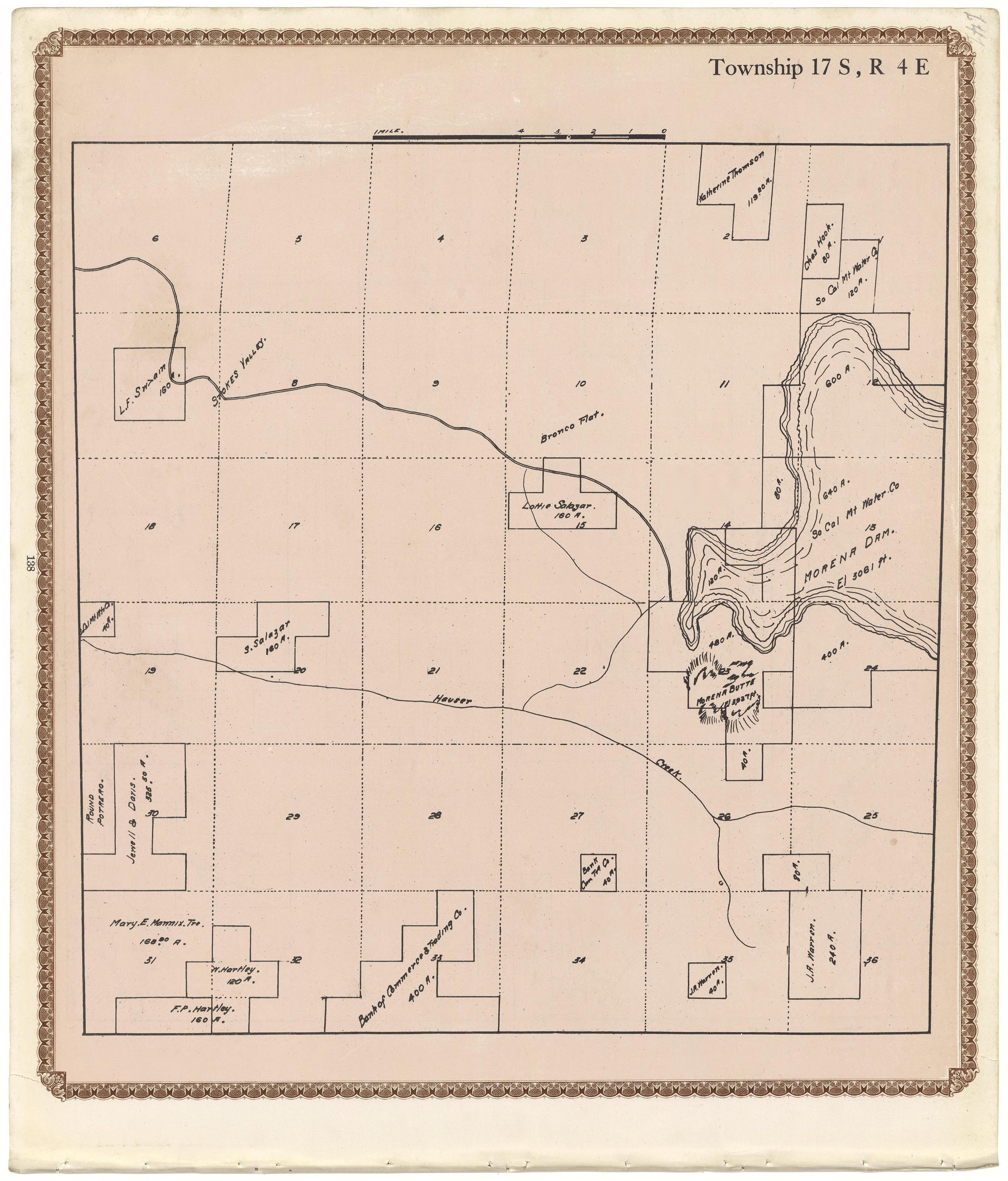Township 17 S., R. 4 E from Plat Book of San Diego County, California 1912 by Relic Map Company