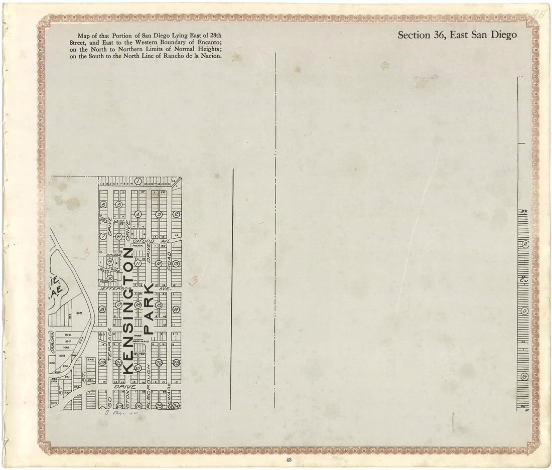 Section 36, East San Diego from Plat Book of San Diego County, California 1912 by Relic Map Company
