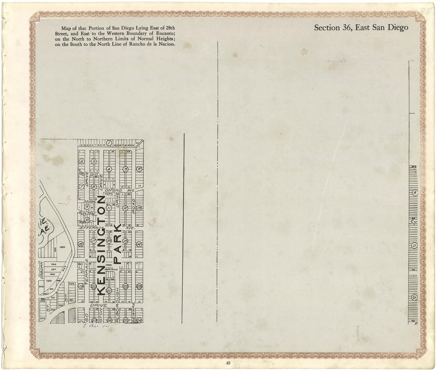 Section 36, East San Diego from Plat Book of San Diego County, California 1912 by Relic Map Company