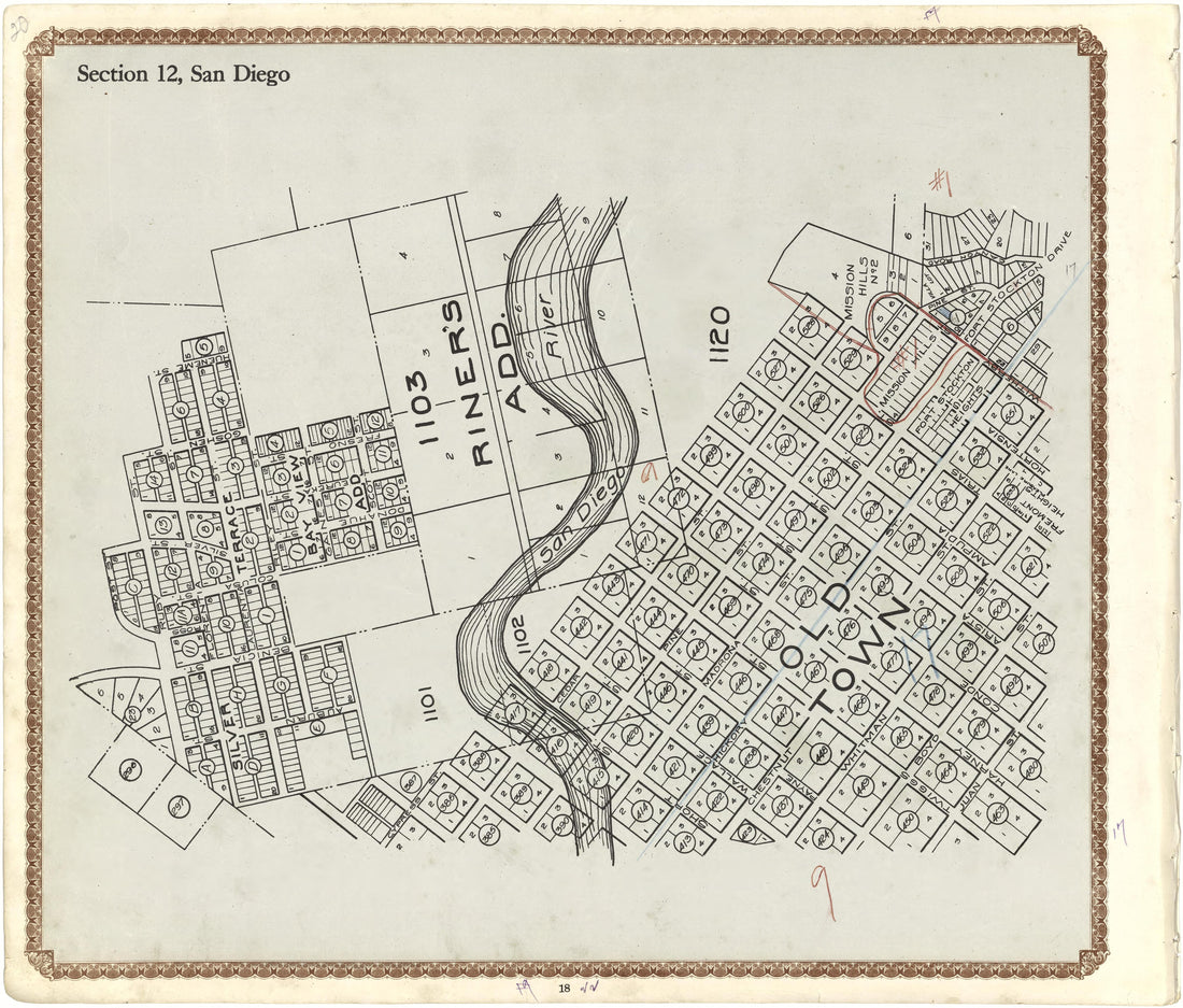 Section 12, San Diego from Plat Book of San Diego County, California 1912 by Relic Map Company