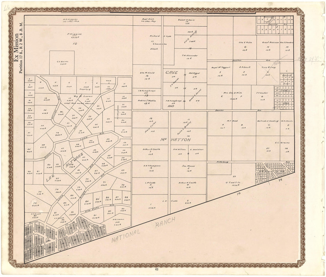Ex Mission from Plat Book of San Diego County, California 1912 by Relic Map Company