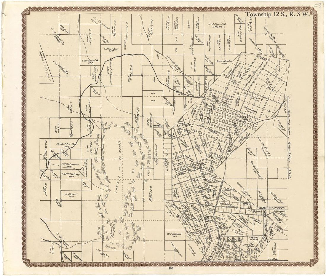 Township 12 S., R. 3 W from Plat Book of San Diego County, California 1912 by Relic Map Company