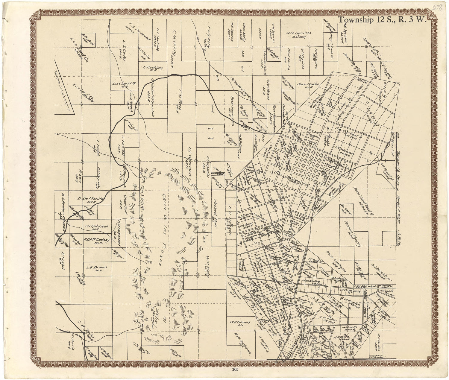 Township 12 S., R. 3 W from Plat Book of San Diego County, California 1912 by Relic Map Company