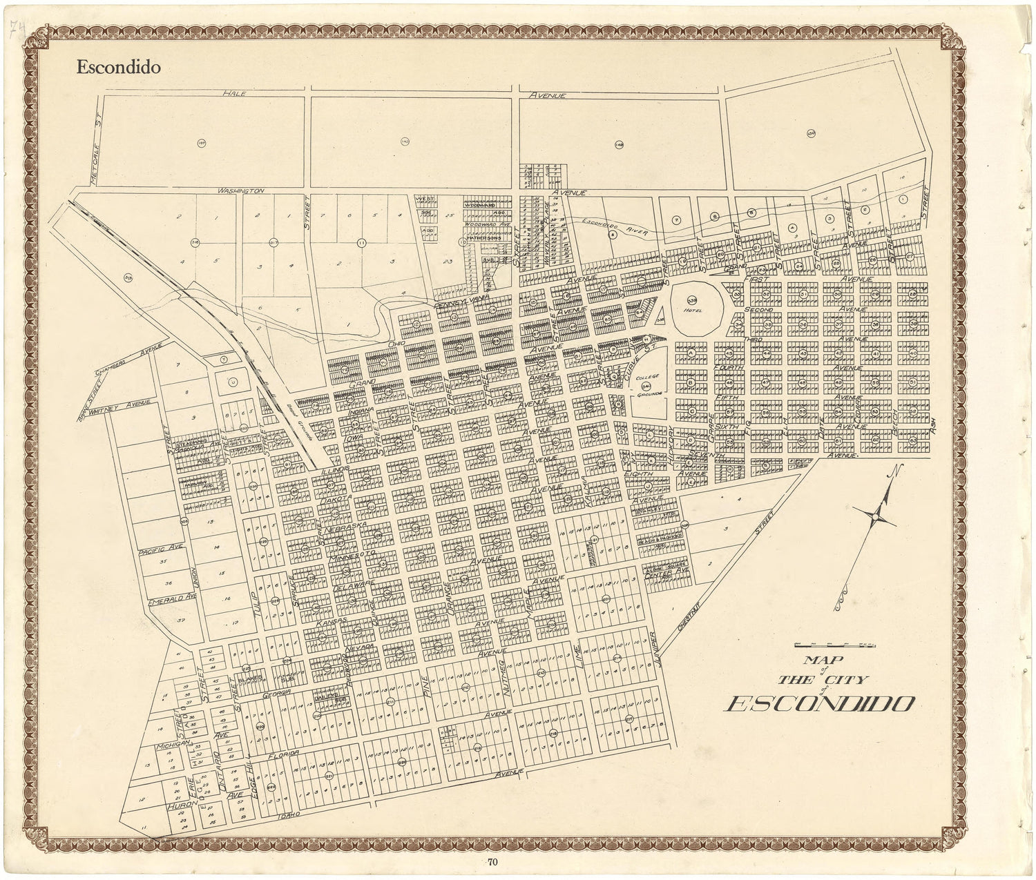 Map of the City of Escondido from Plat Book of San Diego County, California 1912 by Relic Map Company