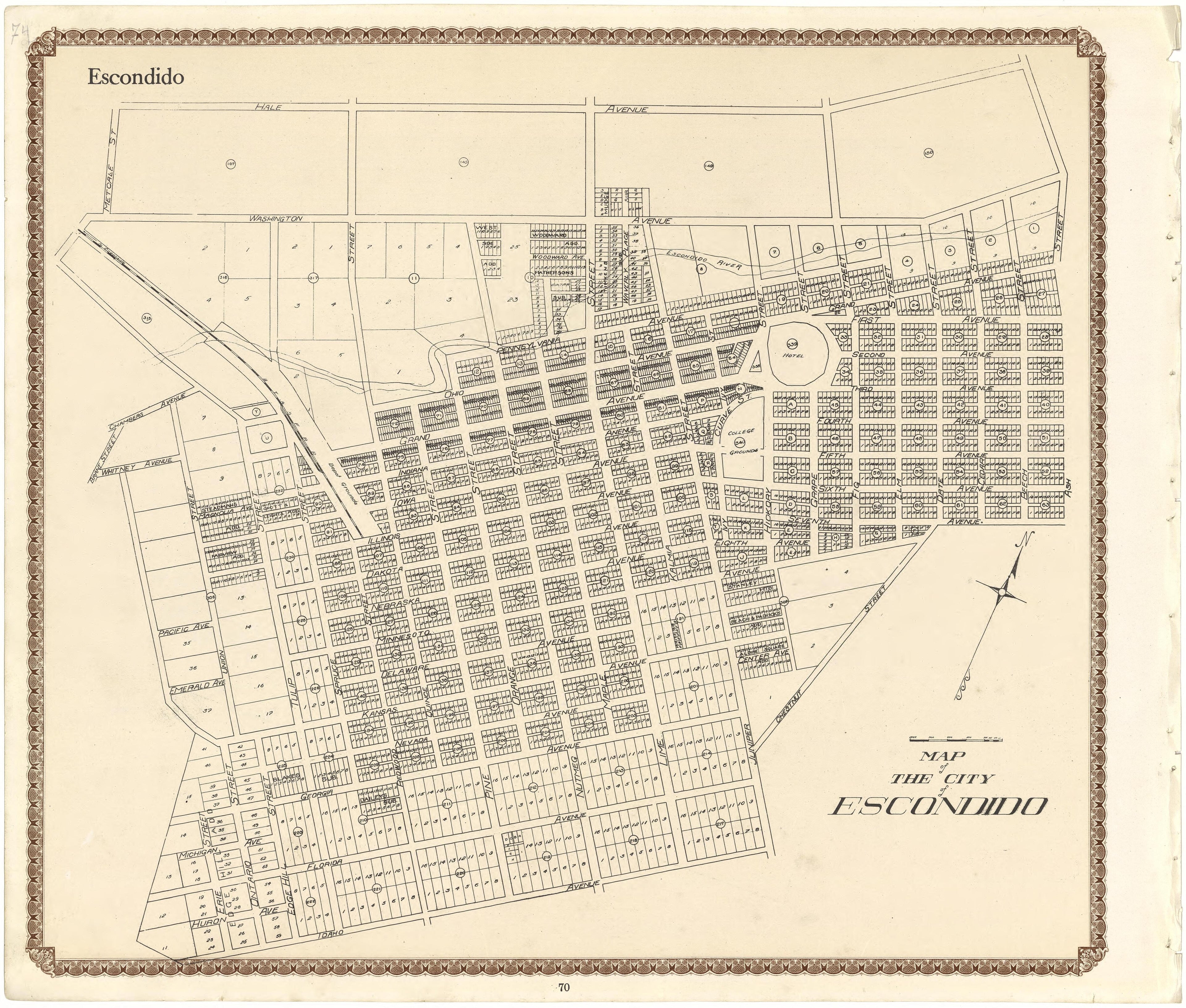 Map of the City of Escondido from Plat Book of San Diego County, California 1912 by Relic Map Company