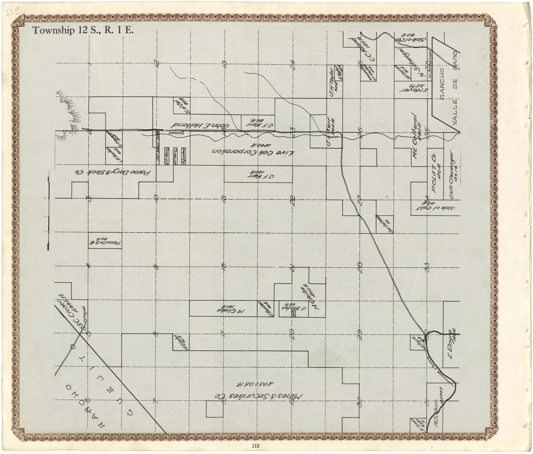Township 12 S., R. 1 E from Plat Book of San Diego County, California 1912 by Relic Map Company