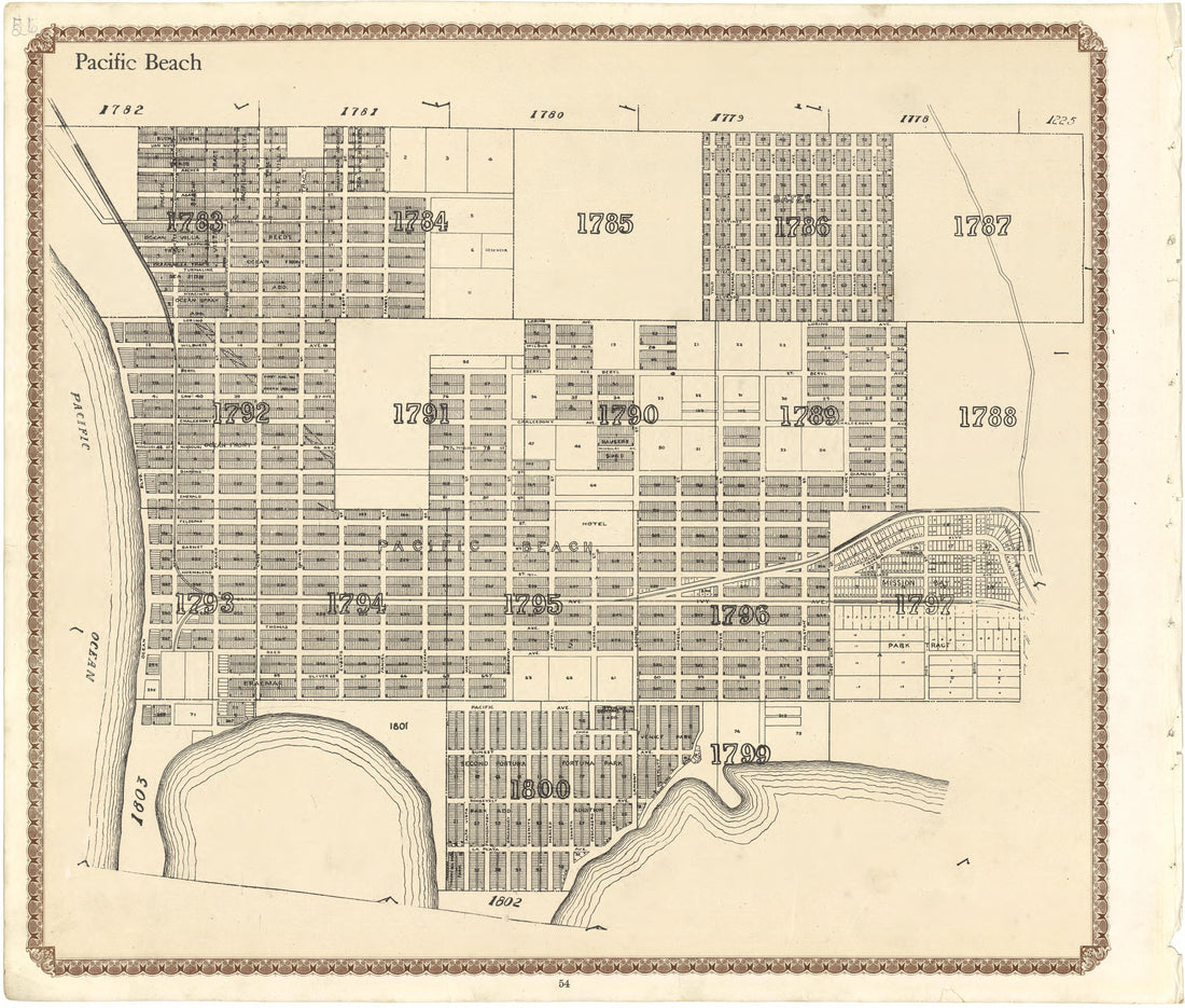 Pacific Beach from Plat Book of San Diego County, California 1912 by Relic Map Company