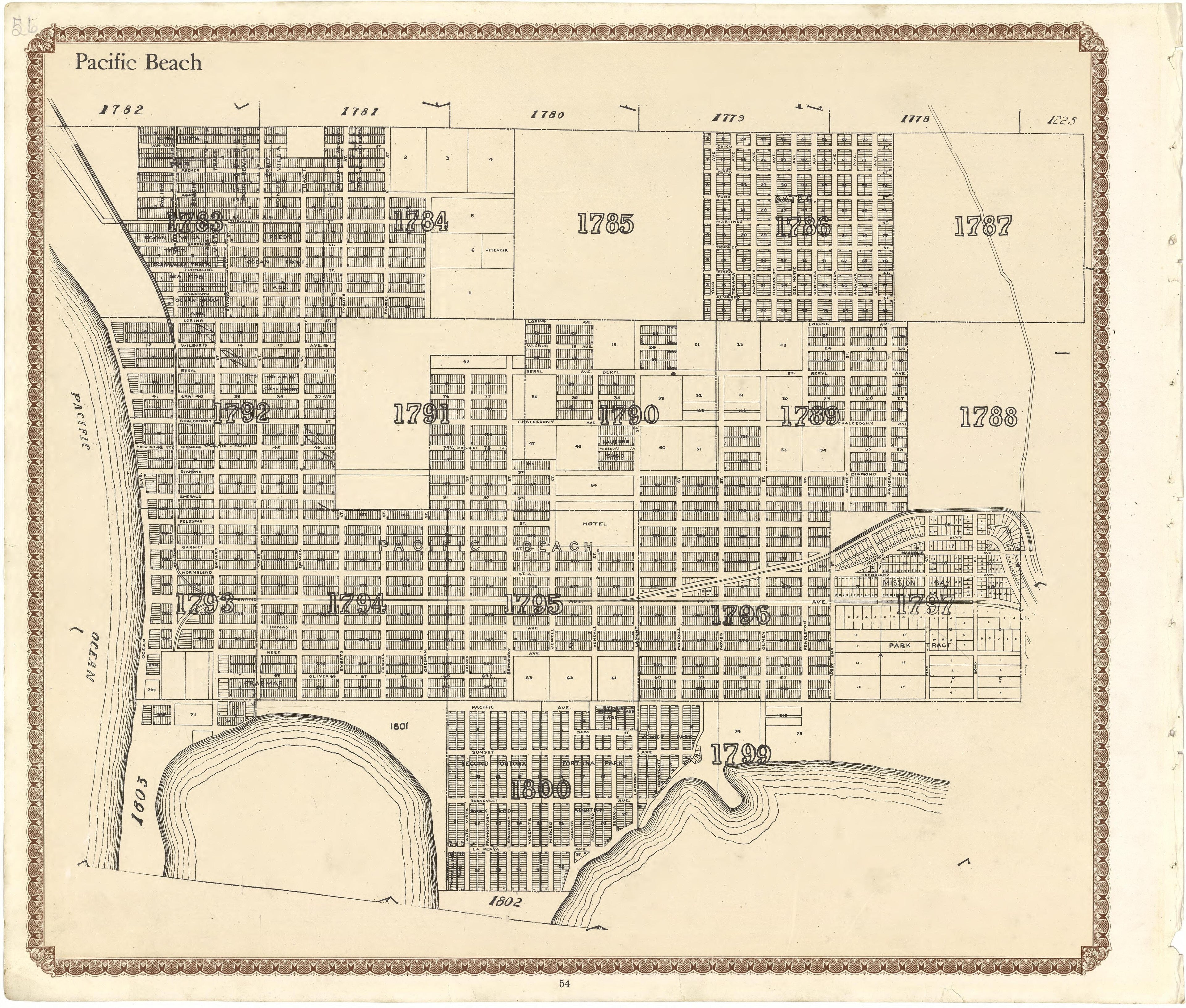 Pacific Beach from Plat Book of San Diego County, California 1912 by Relic Map Company