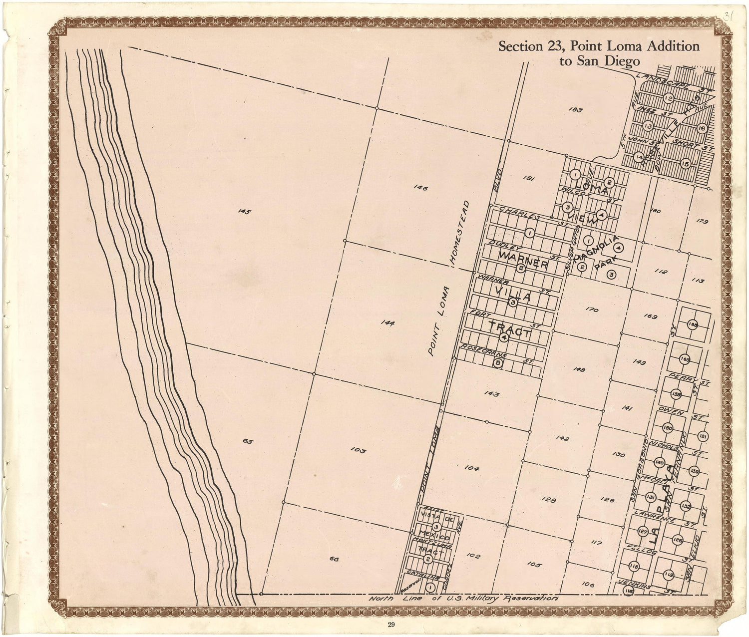 Section 23, Point Loma Addition to San Diego from Plat Book of San Diego County, California 1912 by Relic Map Company