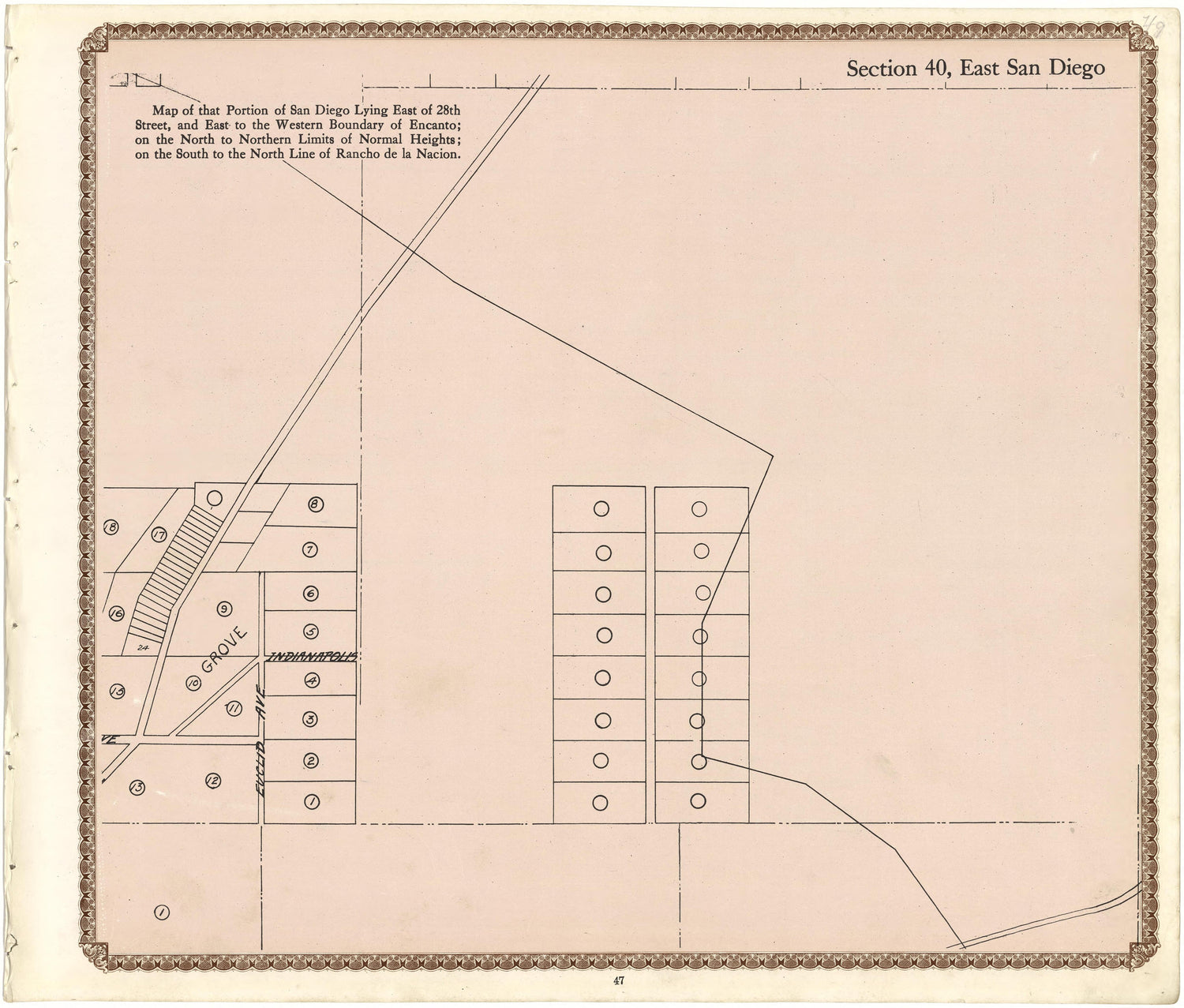 Section 40, East San Diego from Plat Book of San Diego County, California 1912 by Relic Map Company