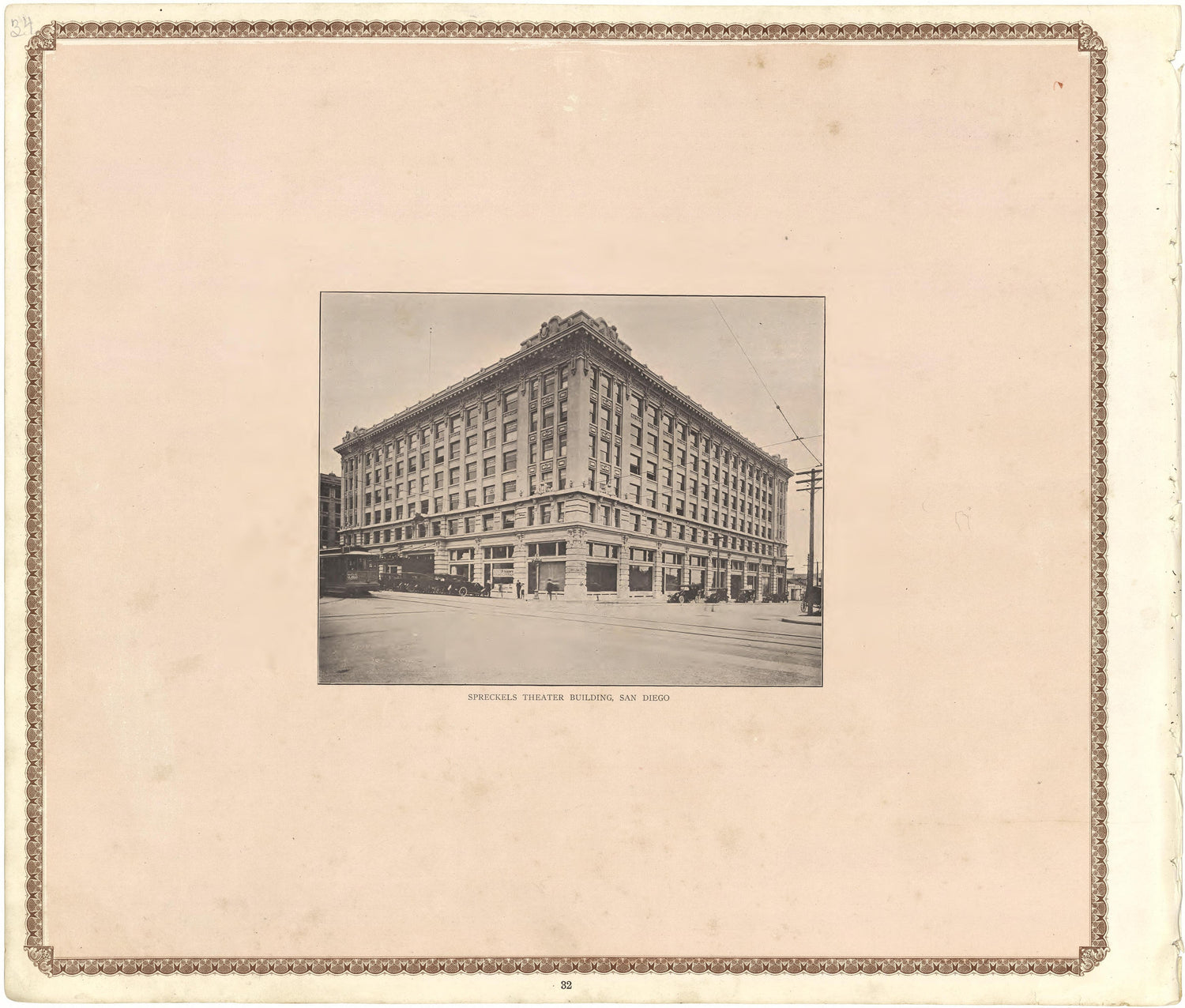Spreckels Theater Building, San Diego from Plat Book of San Diego County, California 1912 by Relic Map Company