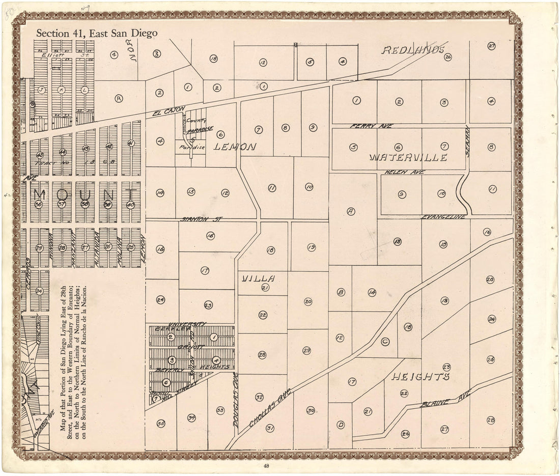Section 41, East San Diego from Plat Book of San Diego County, California 1912 by Relic Map Company