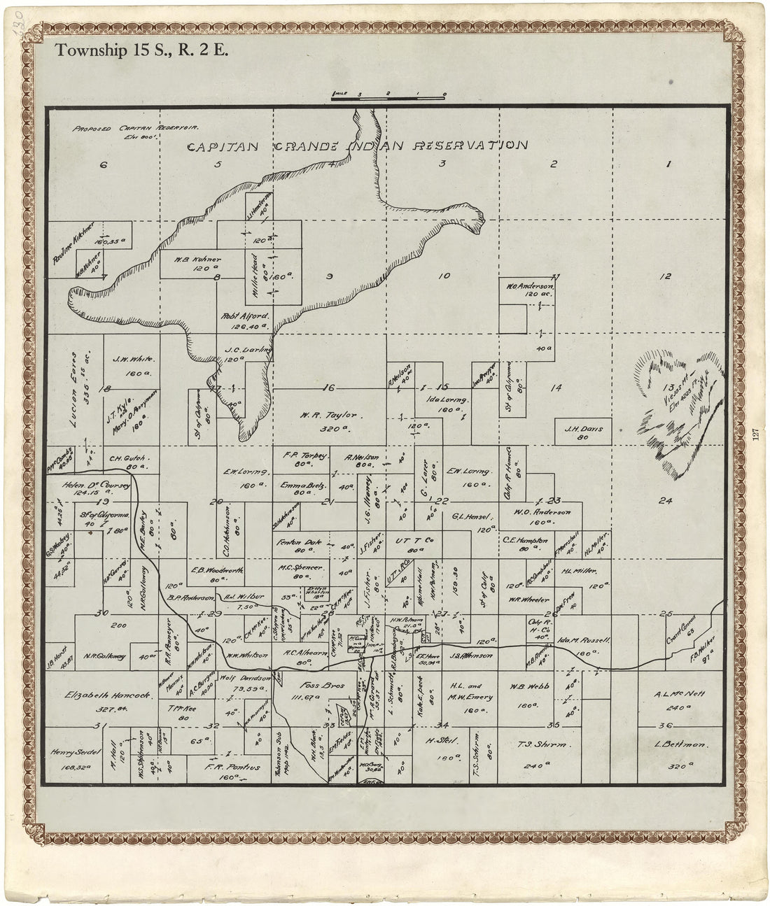 Township 15 S., R. 2 E from Plat Book of San Diego County, California 1912 by Relic Map Company